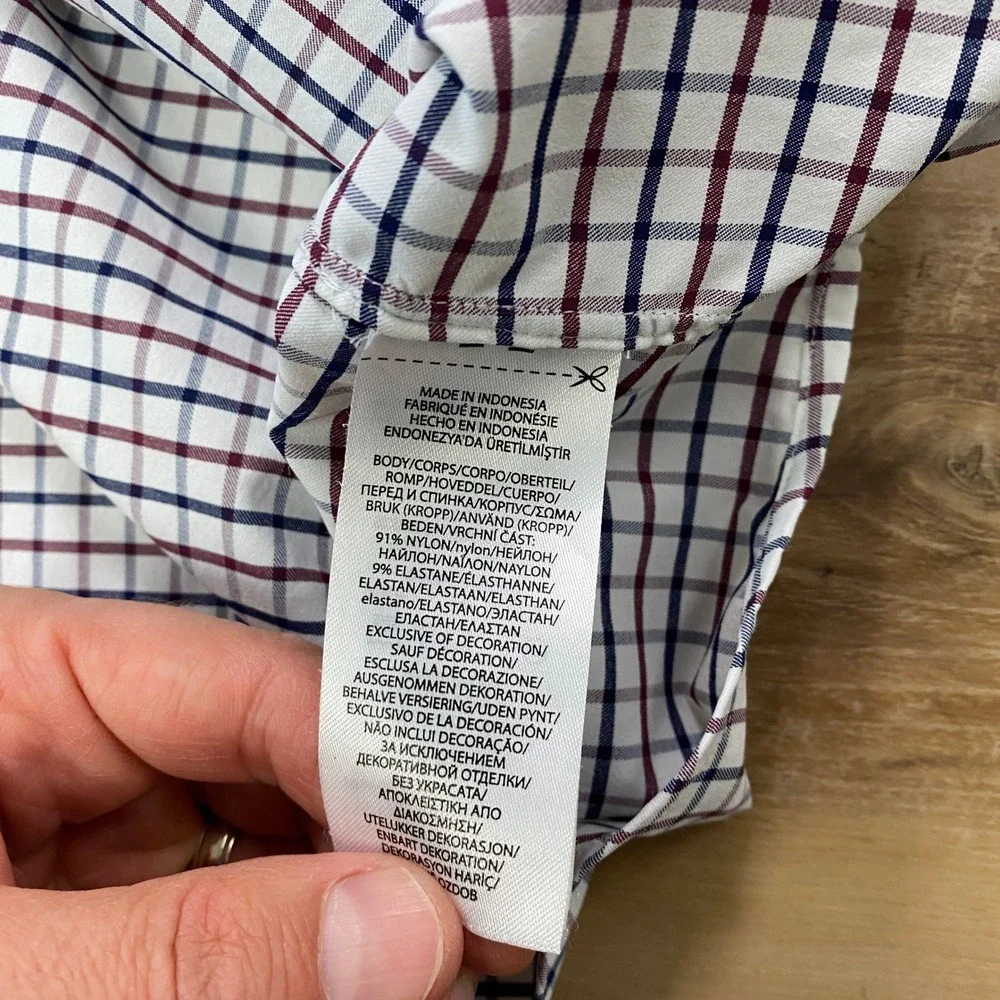 Polo Ralph Lauren Shirt XL Performance Grid Check Nylon Blend Classic Fit Multi